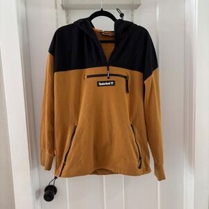 Timberland Relaxed Fit Hoodie Sweatshirt‎ Pullover Black Gold Mens Medium EUC